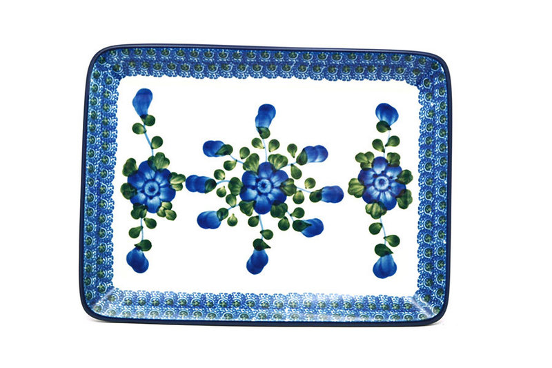 Polish Pottery Plate - Rectangular - Blue Poppy
