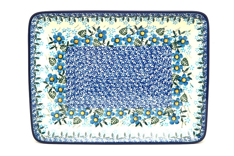 Ceramika Artystyczna Polish Pottery Plate - Rectangular - Joyful Blue 111-2277a (Ceramika Artystyczna)