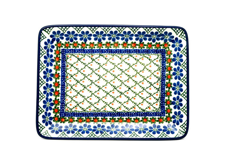 Ceramika Artystyczna Polish Pottery Plate - Rectangular - Primrose 111-854a (Ceramika Artystyczna)