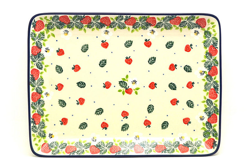 Ceramika Artystyczna Polish Pottery Plate - Rectangular - Strawberry Field 111-2709a (Ceramika Artystyczna)