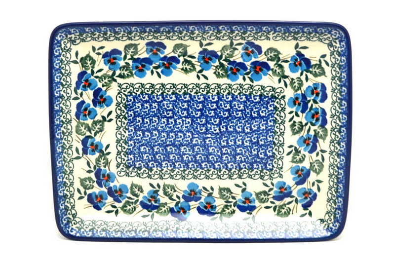 Ceramika Artystyczna Polish Pottery Plate - Rectangular - Winter Viola 111-2273a (Ceramika Artystyczna)