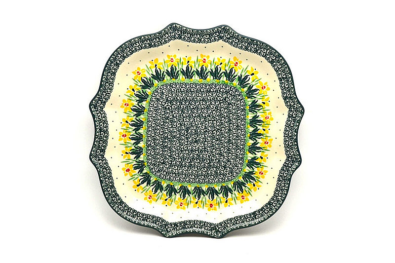 Polish Pottery Plate - Serpentine Edge - Daffodil