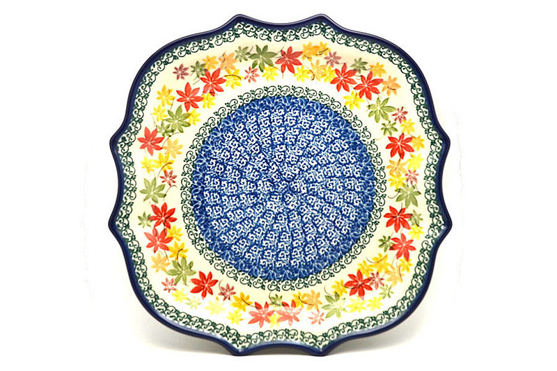 Ceramika Artystyczna Polish Pottery Plate - Serpentine Edge - Maple Harvest 507-2533a (Ceramika Artystyczna)