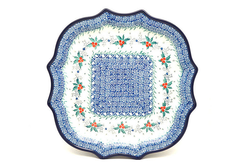 Ceramika Artystyczna Polish Pottery Plate - Serpentine Edge - Winter Holly 507-2973a (Ceramika Artystyczna)