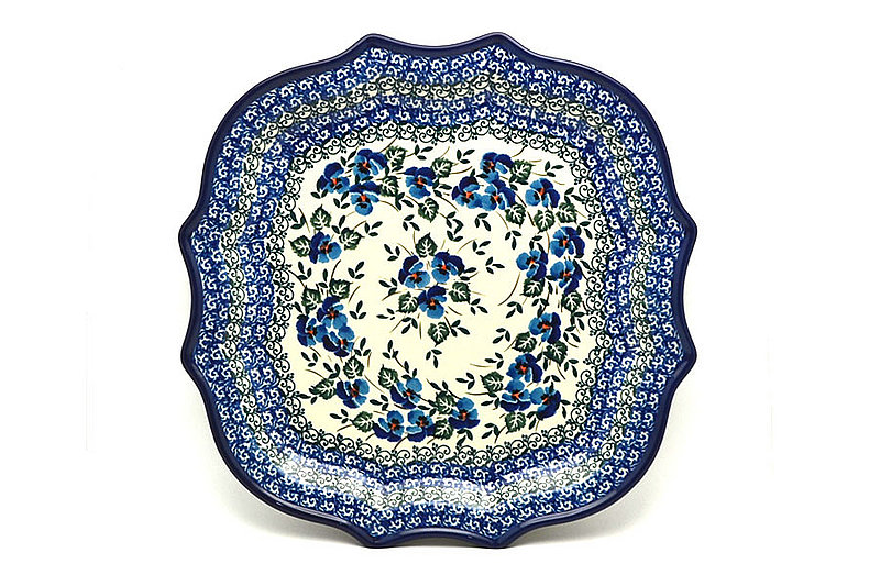 Ceramika Artystyczna Polish Pottery Plate - Serpentine Edge - Winter Viola 507-2273a (Ceramika Artystyczna)