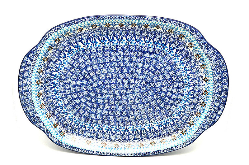 Ceramika Artystyczna Polish Pottery Platter - Oval - Blue Yonder 684-2187a (Ceramika Artystyczna)