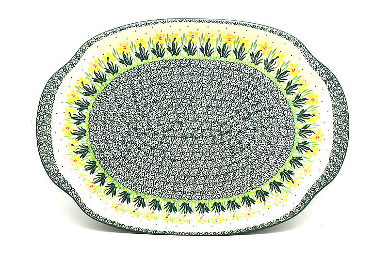 Ceramika Artystyczna Polish Pottery Platter - Oval - Daffodil 684-2122q (Ceramika Artystyczna)