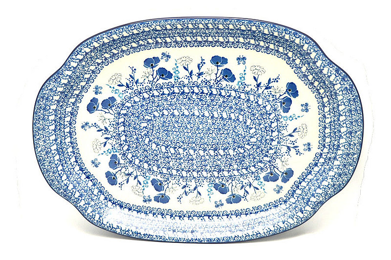 Ceramika Artystyczna Polish Pottery Platter - Oval - Evening Poppies 684-2902a (Ceramika Artystyczna)