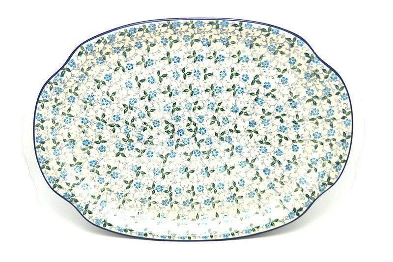 Ceramika Artystyczna Polish Pottery Platter - Oval - Forget-Me-Knot 684-2089a (Ceramika Artystyczna)