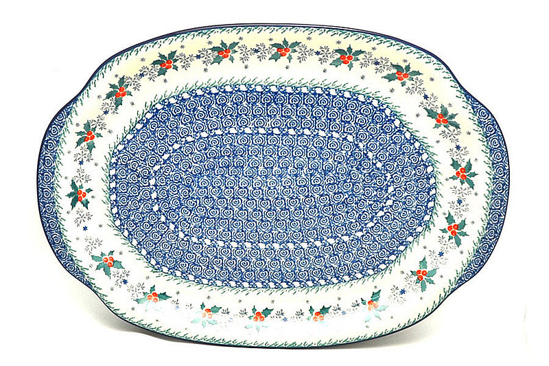 Ceramika Artystyczna Polish Pottery Platter - Oval - Winter Holly 684-2973a (Ceramika Artystyczna)
