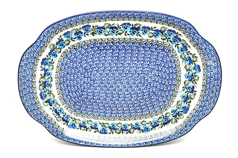 Ceramika Artystyczna Polish Pottery Platter - Oval - Winter Viola 684-2273a (Ceramika Artystyczna)
