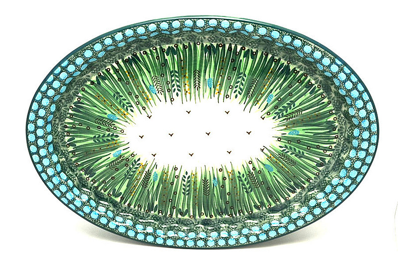Ceramika Artystyczna Polish Pottery Platter - Oval with Scalloped Inset - Unikat Signature - U0803 614-U0803 (Ceramika Artystyczna)