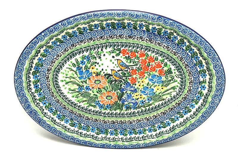 Ceramika Artystyczna Polish Pottery Platter - Oval with Scalloped Inset - Unikat Signature - U2517 614-U2517 (Ceramika Artystyczna)