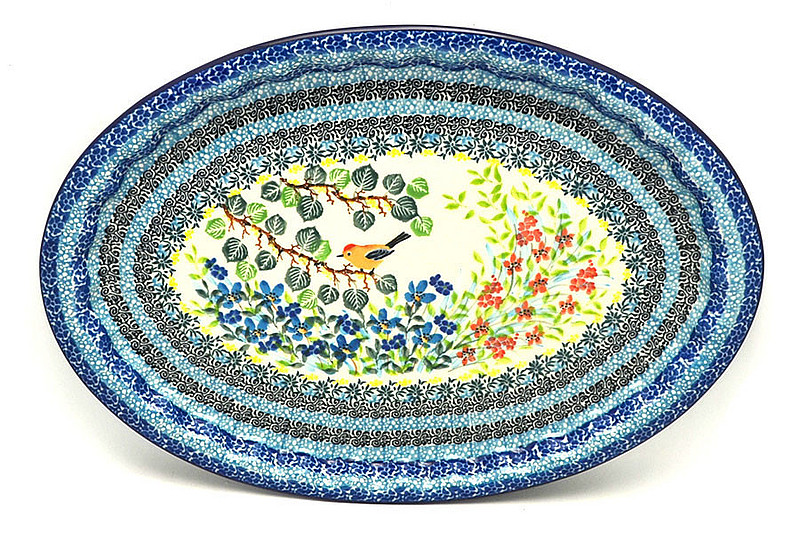 Ceramika Artystyczna Polish Pottery Platter - Oval with Scalloped Inset - Unikat Signature - U5098 614-U5098 (Ceramika Artystyczna)