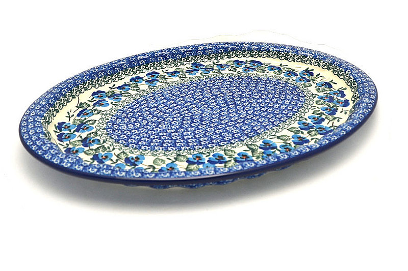 Polish Pottery Platter - Oval with Scalloped Inset - Winter Viola