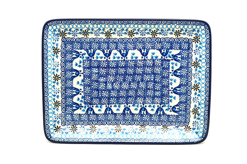 Polish Pottery Platter - Rectangular - Blue Yonder