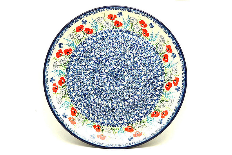 Ceramika Artystyczna Polish Pottery Platter - Round (12 1/4") - Red Poppy Garden 256-2901a (Ceramika Artystyczna)