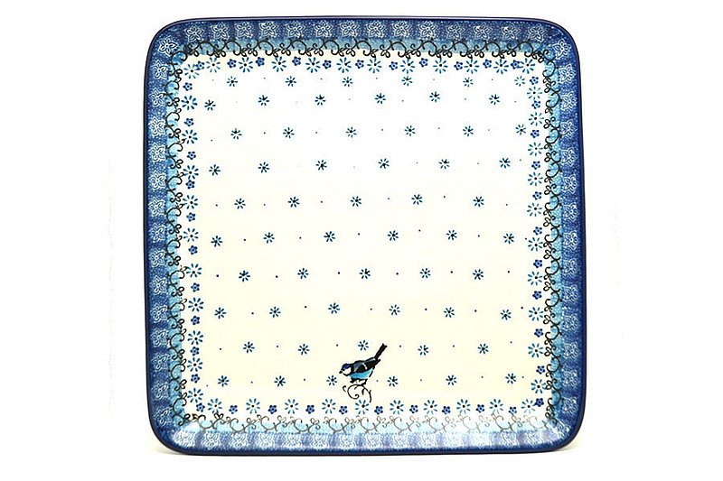 Ceramika Artystyczna Polish Pottery Platter - Square - Bluebird 583-2529a (Ceramika Artystyczna)