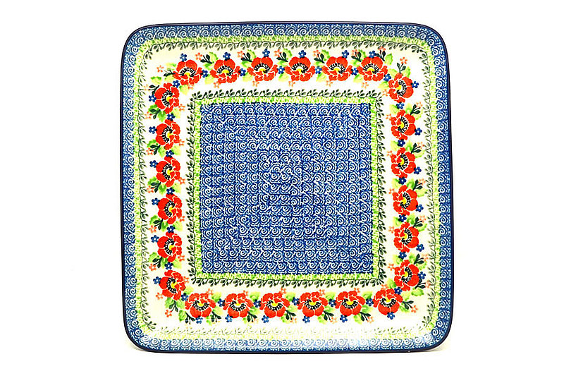 Ceramika Artystyczna Polish Pottery Platter - Square - Danish Garden 583-3219a (Ceramika Artystyczna)