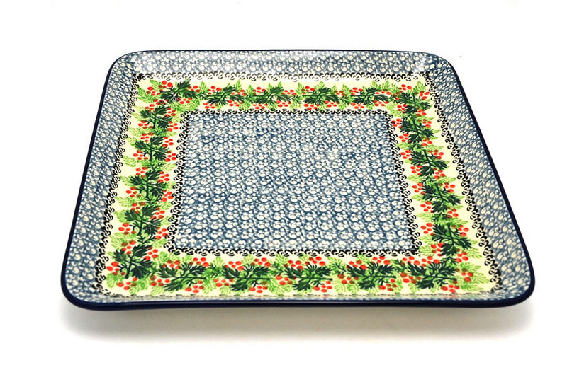 Ceramika Artystyczna Polish Pottery Platter - Square - Holly Berry 583-1734a (Ceramika Artystyczna)