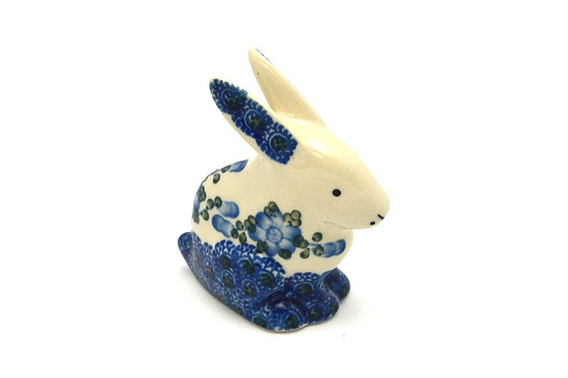 Polish Pottery Rabbit Figurine - Small - Blue Poppy