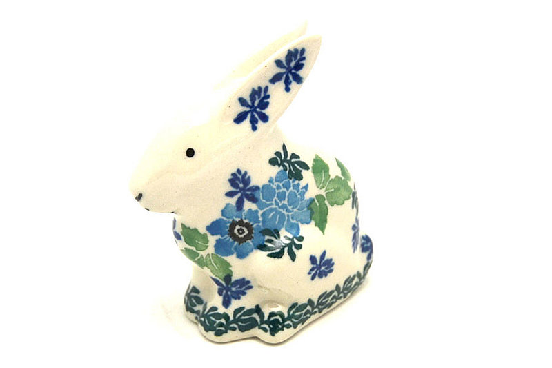 Ceramika Artystyczna Polish Pottery Rabbit Figurine - Small - Wild Indigo 821-1865a (Ceramika Artystyczna)