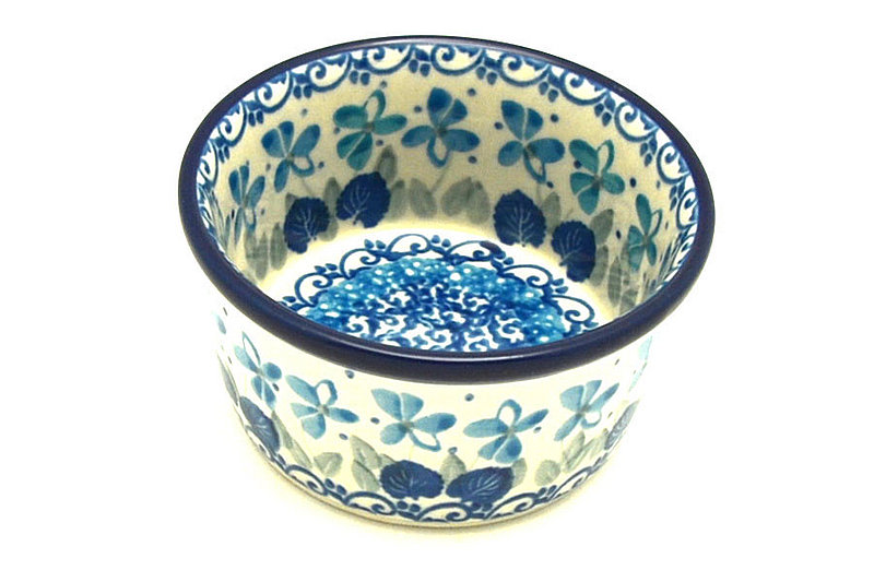 Ceramika Artystyczna Polish Pottery Ramekin - Blue Orchids 409-2751a (Ceramika Artystyczna)