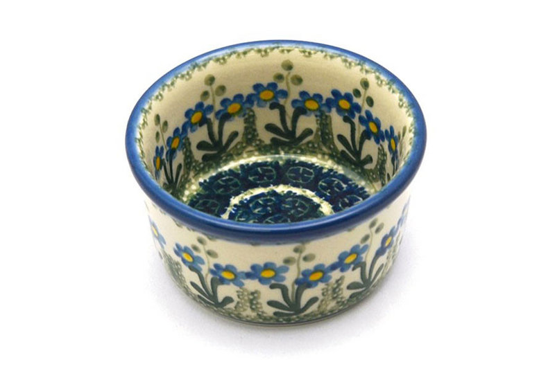 Polish Pottery Ramekin - Blue Spring Daisy