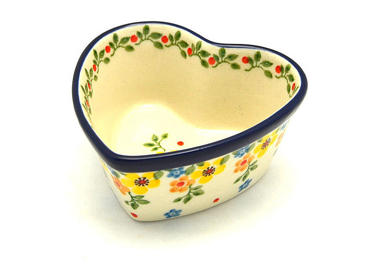 Ceramika Artystyczna Polish Pottery Ramekin - Heart - Buttercup A45-2225a (Ceramika Artystyczna)