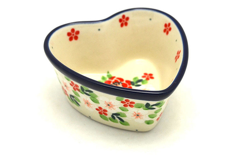 Ceramika Artystyczna Polish Pottery Ramekin - Heart - Ruby Bouquet A45-2352a (Ceramika Artystyczna)