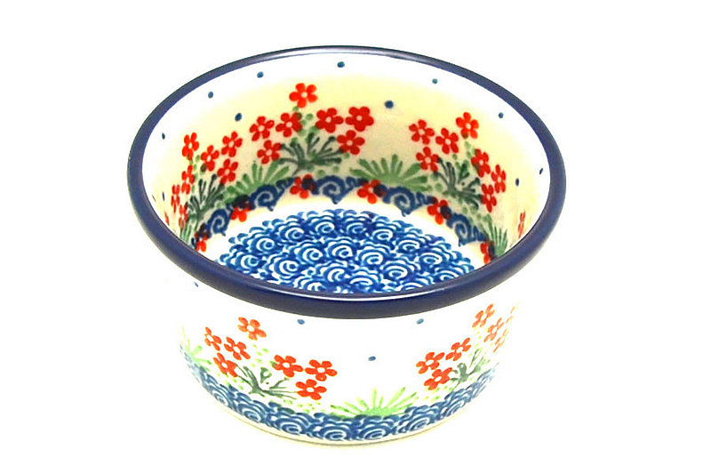 Ceramika Artystyczna Polish Pottery Ramekin - Red Daisy Bouquet 409-3223a (Ceramika Artystyczna)