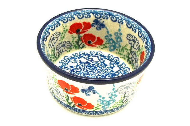 Ceramika Artystyczna Polish Pottery Ramekin - Red Poppy Garden 409-2901a (Ceramika Artystyczna)