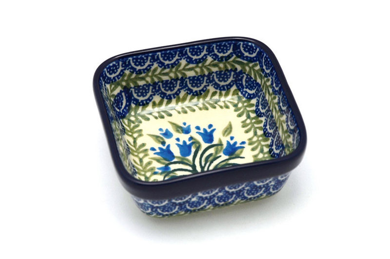 Ceramika Artystyczna Polish Pottery Ramekin - Square - Blue Bells 428-1432a (Ceramika Artystyczna)