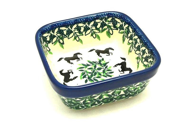 Ceramika Artystyczna Polish Pottery Ramekin - Square - Dark Horse 428-2241a (Ceramika Artystyczna)