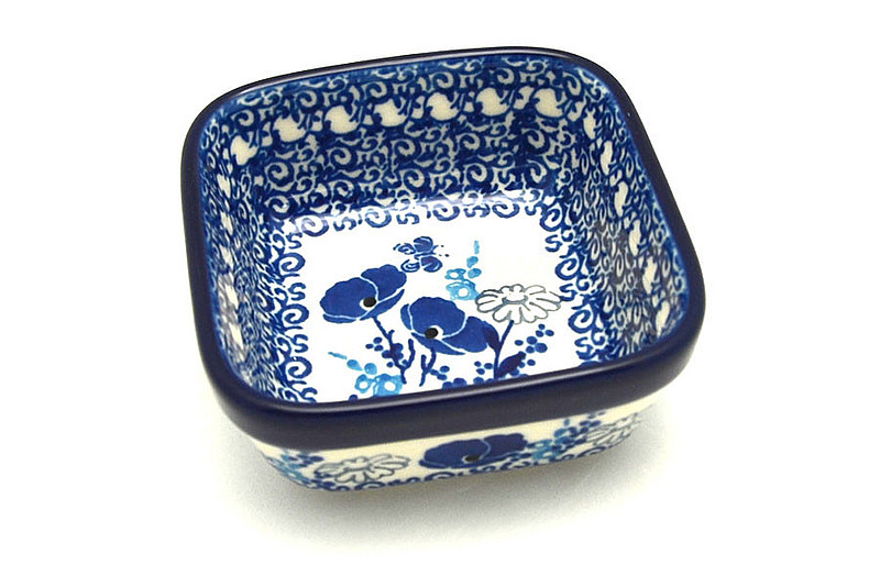 Ceramika Artystyczna Polish Pottery Ramekin - Square - Evening Poppies 428-2902a (Ceramika Artystyczna)