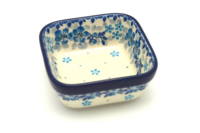 Ceramika Artystyczna Polish Pottery Ramekin - Square - Flax Flower 428-2642a (Ceramika Artystyczna)