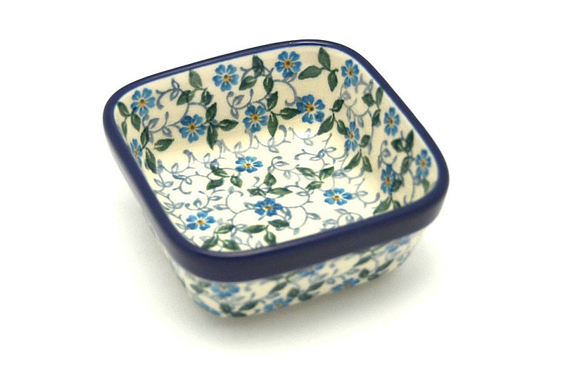 Ceramika Artystyczna Polish Pottery Ramekin - Square - Forget-Me-Knot 428-2089a (Ceramika Artystyczna)