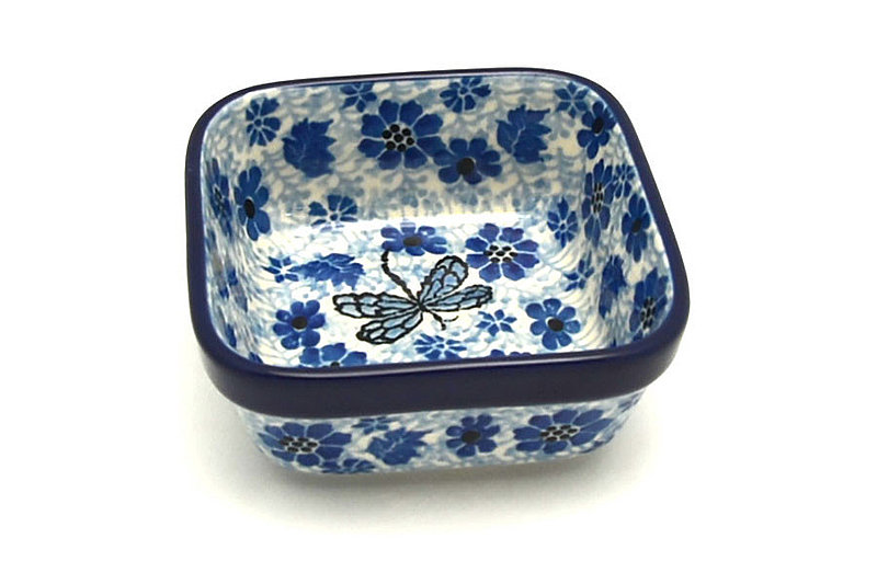 Ceramika Artystyczna Polish Pottery Ramekin - Square - Hidden Dragonfly 428-1443a (Ceramika Artystyczna)