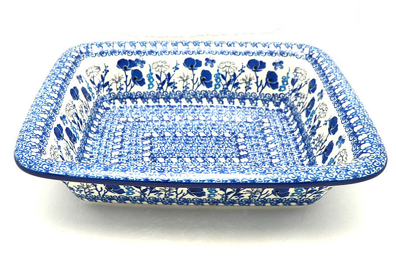 Ceramika Artystyczna Polish Pottery Rectangular Baker with Rim - Evening Poppies 856-2902a (Ceramika Artystyczna)