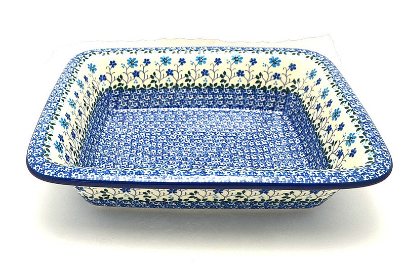 Ceramika Artystyczna Polish Pottery Rectangular Baker with Rim - Georgia Blue 856-2785a (Ceramika Artystyczna)