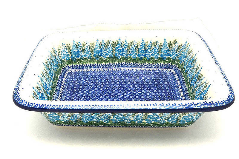 Ceramika Artystyczna Polish Pottery Rectangular Baker with Rim - Virginia Blue Bells 856-3279a (Ceramika Artystyczna)