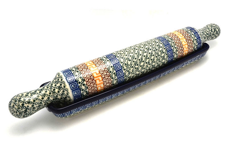Polish Pottery Rolling Pin with Stand - Autumn