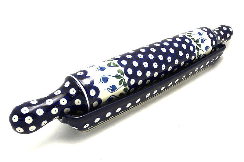 Polish Pottery Rolling Pin with Stand - Bleeding Heart