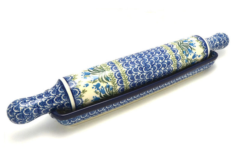 Ceramika Artystyczna Polish Pottery Rolling Pin with Stand - Blue Bells S43-1432a (Ceramika Artystyczna)