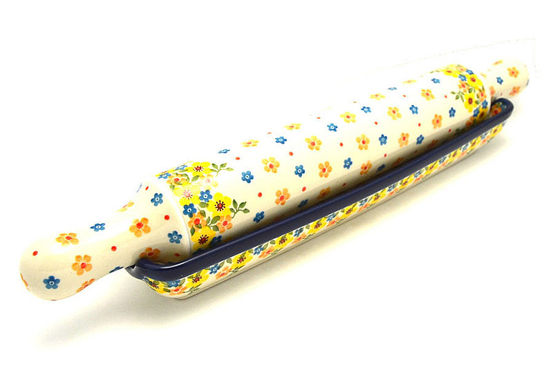 Polish Pottery Rolling Pin with Stand - Buttercup