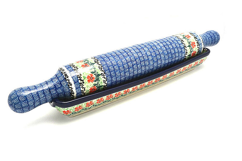 Polish Pottery Rolling Pin with Stand - Maraschino