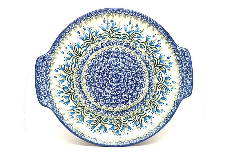 Polish Pottery Round Tray with Handles - Blue Bells