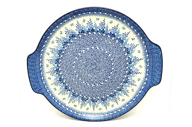 Ceramika Artystyczna Polish Pottery Round Tray with Handles - Blue Sage 152-3277a (Ceramika Artystyczna)