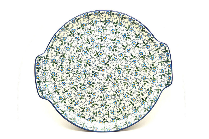 Polish Pottery Round Tray with Handles - Flower Works