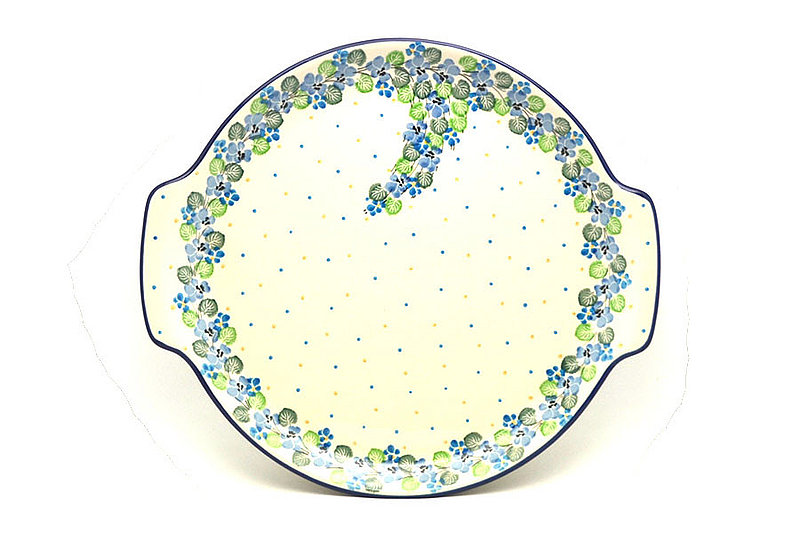 Polish Pottery Round Tray with Handles - Spring Viola